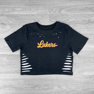 Black/Yellow LA Lakers custom cut-out Croptop, Team Lebron, Los Angeles Shirt